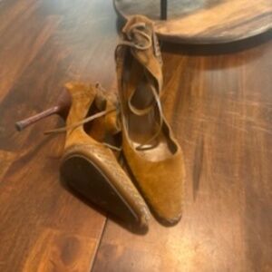Brown Leather Strap Heels